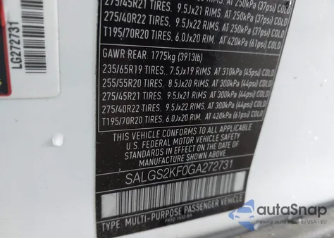 2016 Land Rover Range Rover 3.0L V6 Turbocharged Diesel Hse Td6 from USA, damaged, VIN SALGS2KF0GA272731